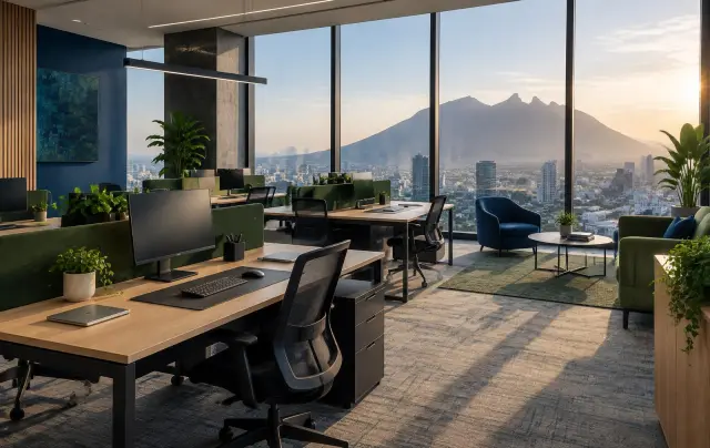 Oficina corporativa con vista a la montaña